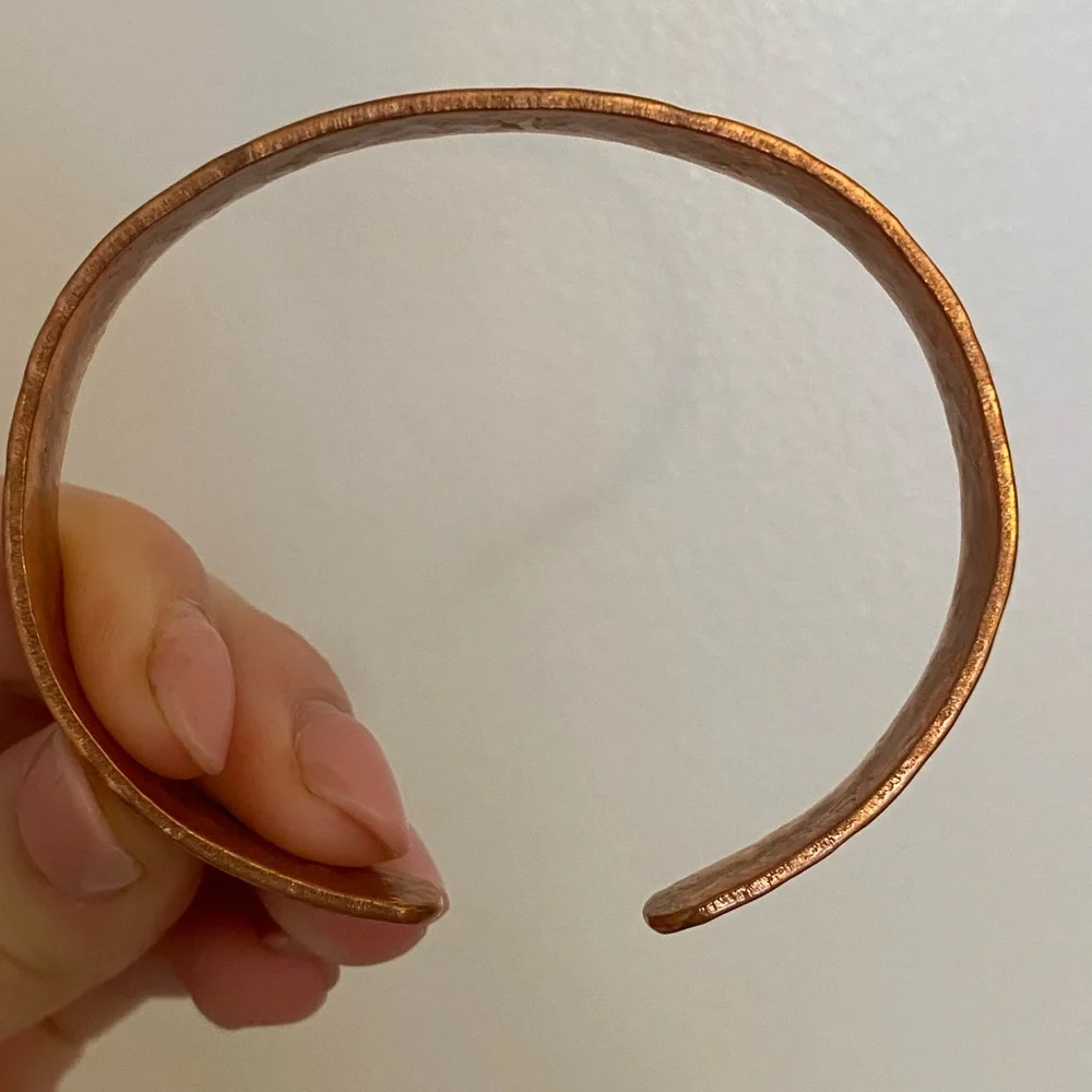 Hammered 100% Pure Copper Cuff Bracelet 7.5" Textured - Picture 6 of 6